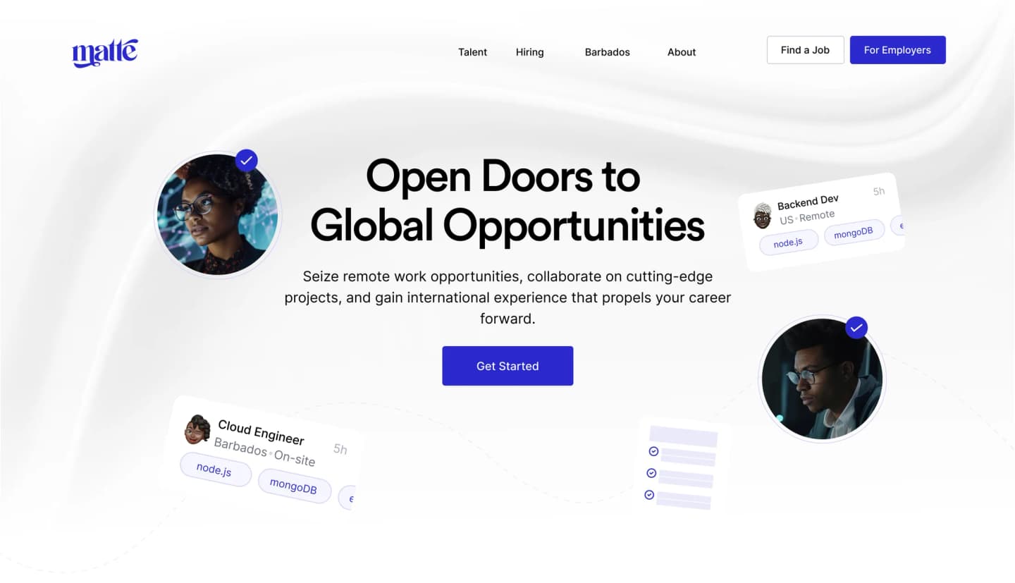 Job Board Website screen